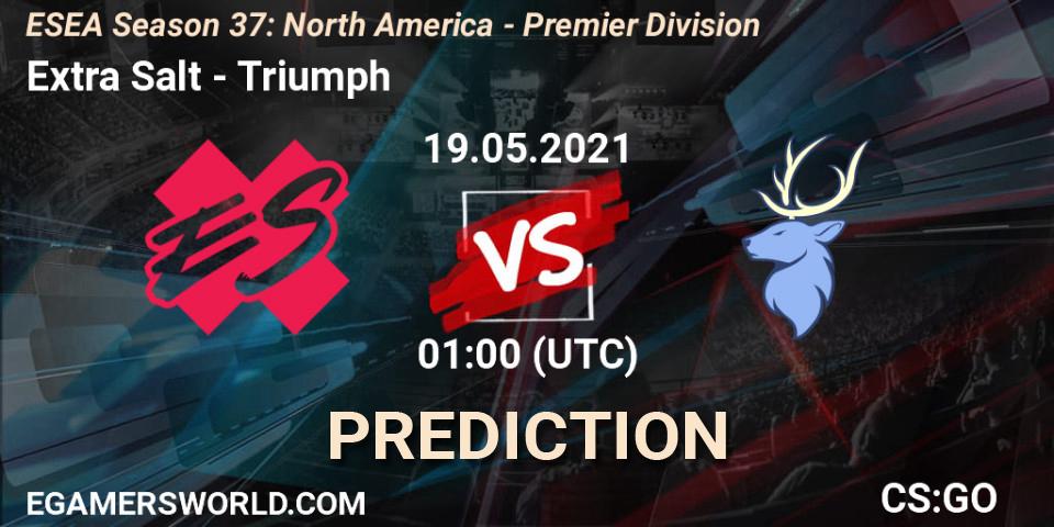 Extra Salt vs Triumph: Match Prediction. 23.05.2021 at 23:00, Counter-Strike (CS2), ESEA Season 37: North America - Premier Division