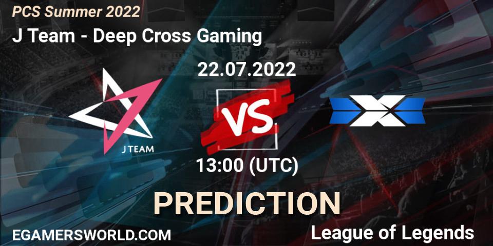 J Team vs Deep Cross Gaming: Match Prediction. 22.07.22, LoL, PCS Summer 2022