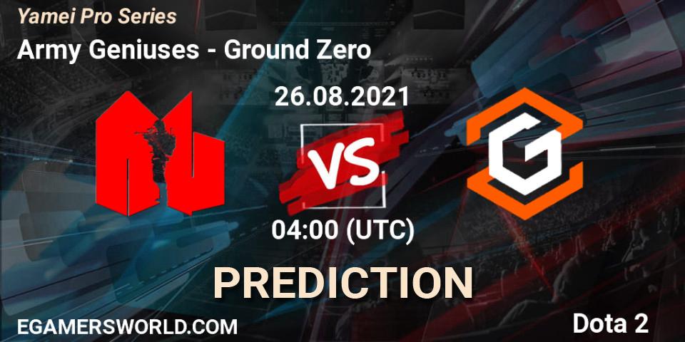 Army Geniuses vs Ground Zero: Match Prediction. 26.08.2021 at 04:07, Dota 2, Yamei Pro Series