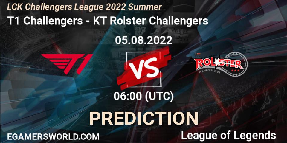 T1 Challengers vs KT Rolster Challengers: Match Prediction. 05.08.2022 at 06:00, LoL, LCK Challengers League 2022 Summer