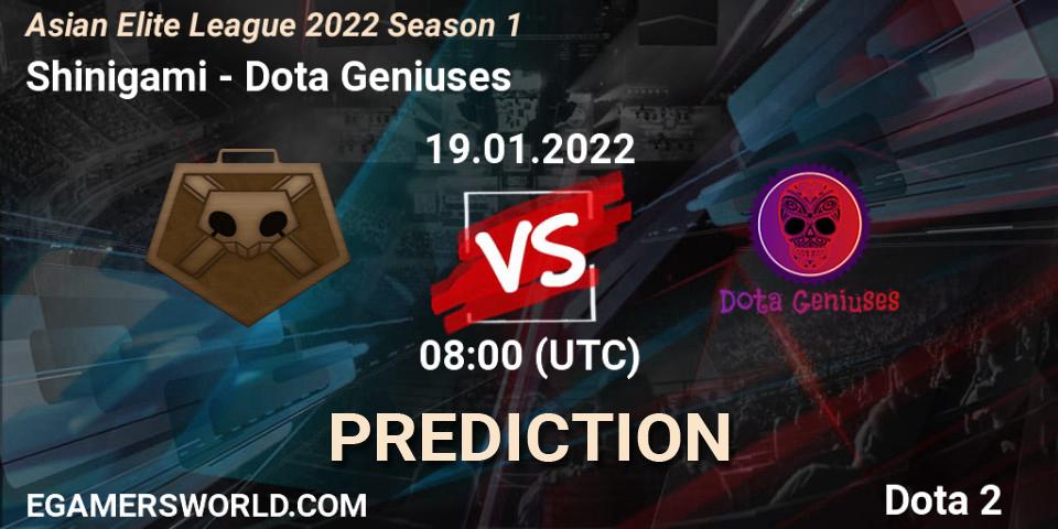 Shinigami vs Dota Geniuses: Match Prediction. 19.01.2022 at 07:58, Dota 2, Asian Elite League 2022 Season 1