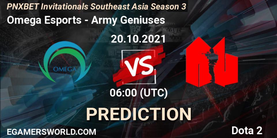 Omega Esports vs Army Geniuses: Match Prediction. 20.10.2021 at 06:07, Dota 2, PNXBET Invitationals Southeast Asia Season 3