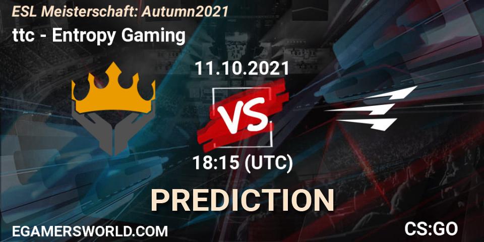 ttc vs Entropy Gaming: Match Prediction. 11.10.2021 at 18:15, Counter-Strike (CS2), ESL Meisterschaft: Autumn 2021