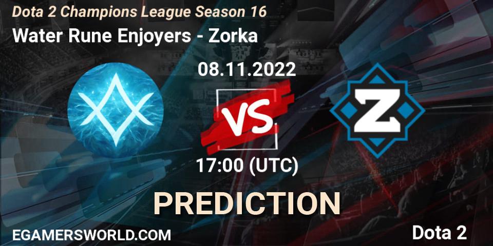 Water Rune Enjoyers vs Zorka: Match Prediction. 08.11.2022 at 17:27, Dota 2, Dota 2 Champions League Season 16