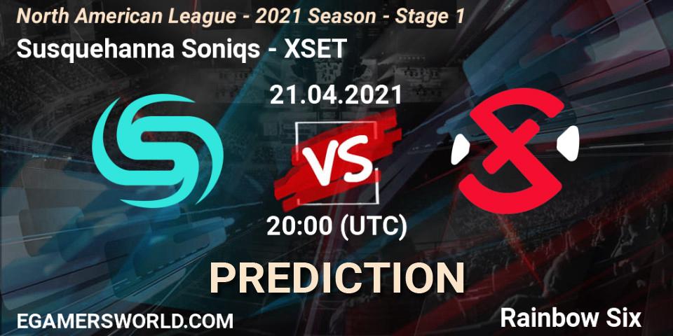 Susquehanna Soniqs vs XSET: Match Prediction. 21.04.2021 at 20:00, Rainbow Six, North American League - 2021 Season - Stage 1