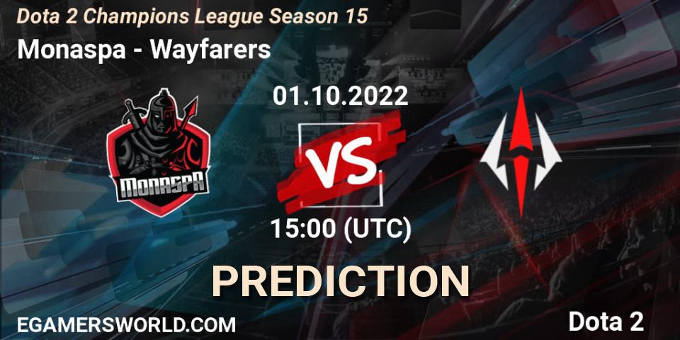 Monaspa vs Wayfarers: Match Prediction. 01.10.2022 at 14:20, Dota 2, Dota 2 Champions League Season 15