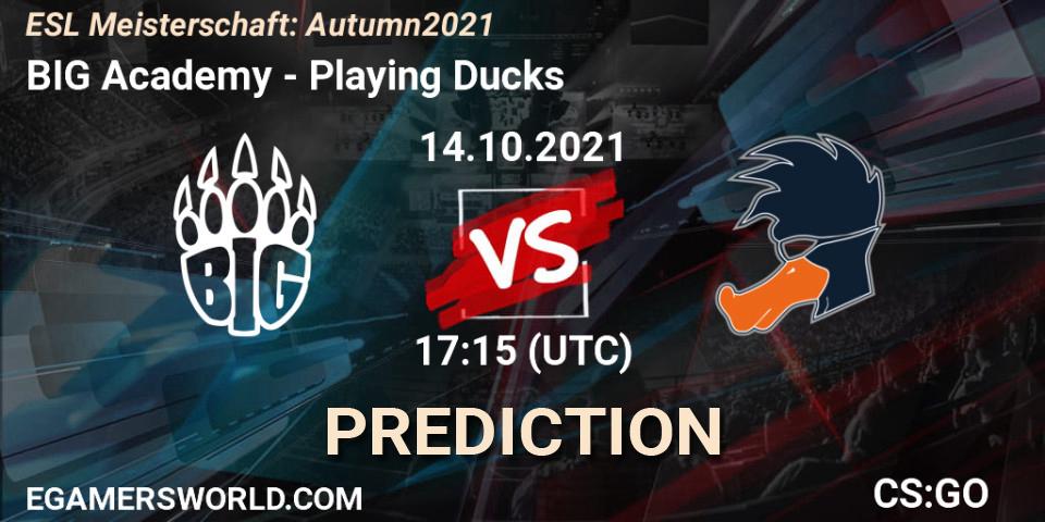 BIG Academy vs Playing Ducks: Match Prediction. 14.10.2021 at 17:15, Counter-Strike (CS2), ESL Meisterschaft: Autumn 2021