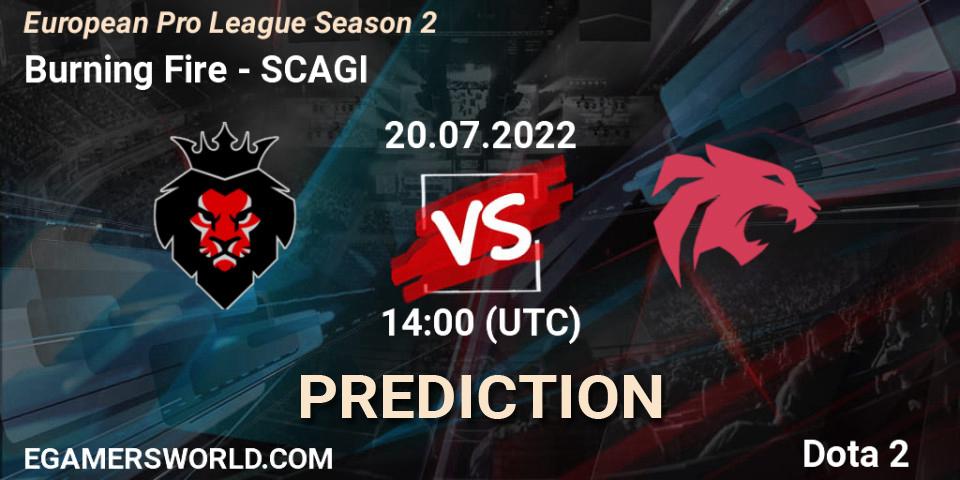 Burning Fire vs SCAGI: Match Prediction. 20.07.2022 at 14:06, Dota 2, European Pro League Season 2