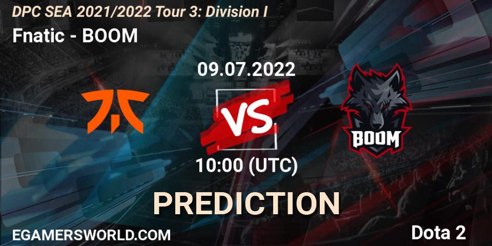 Fnatic vs BOOM: Match Prediction. 09.07.2022 at 10:00, Dota 2, DPC SEA 2021/2022 Tour 3: Division I