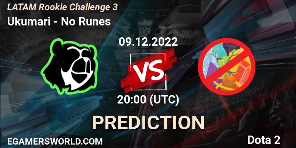 Ukumari vs No Runes: Match Prediction. 09.12.22, Dota 2, LATAM Rookie Challenge 3