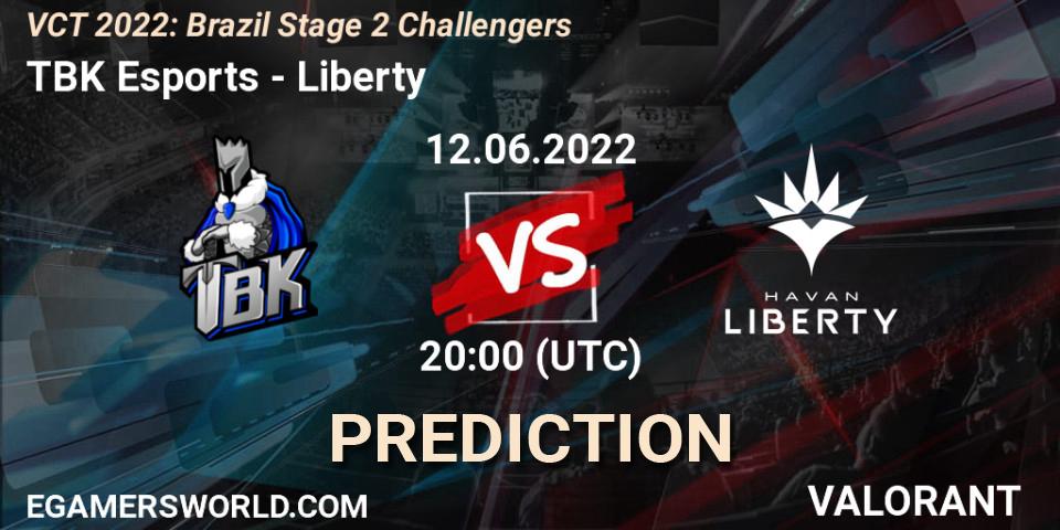 TBK Esports vs Liberty: Match Prediction. 12.06.2022 at 20:00, VALORANT, VCT 2022: Brazil Stage 2 Challengers