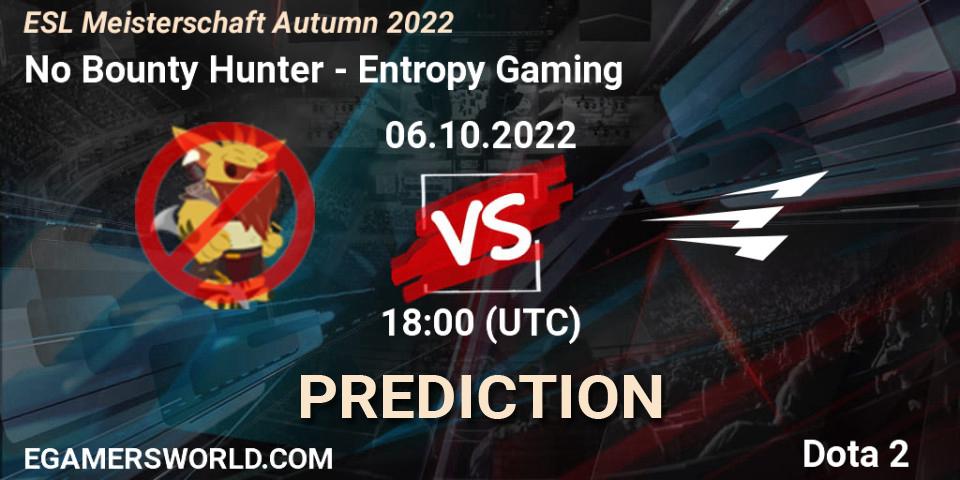 No Bounty Hunter vs Entropy Gaming: Match Prediction. 06.10.2022 at 18:01, Dota 2, ESL Meisterschaft Autumn 2022