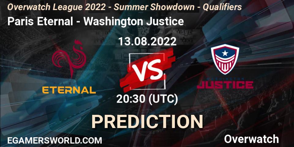 Paris Eternal vs Washington Justice: Match Prediction. 13.08.2022 at 20:30, Overwatch, Overwatch League 2022 - Summer Showdown - Qualifiers