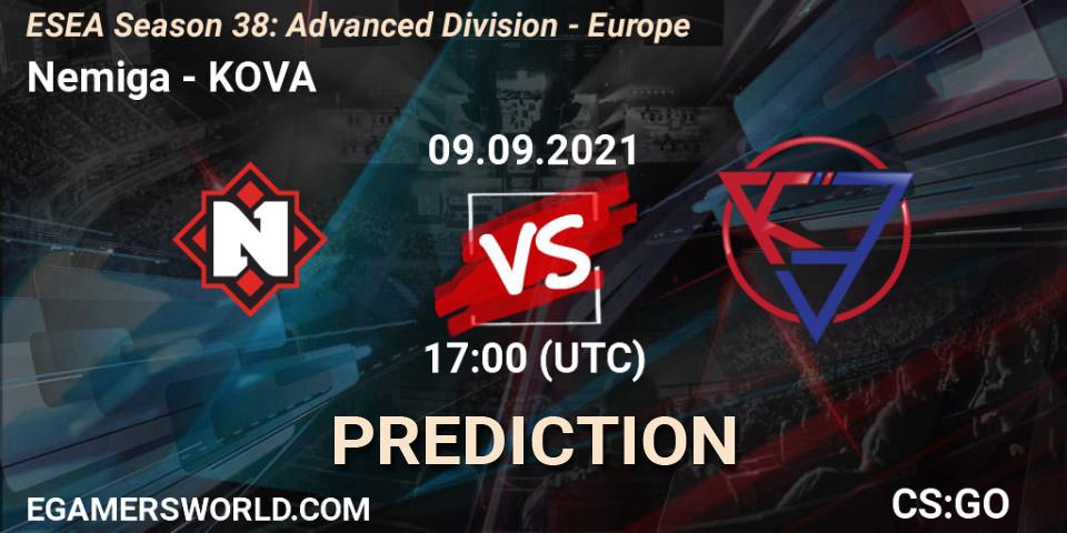 Nemiga vs KOVA: Match Prediction. 09.09.2021 at 17:00, Counter-Strike (CS2), ESEA Season 38: Advanced Division - Europe