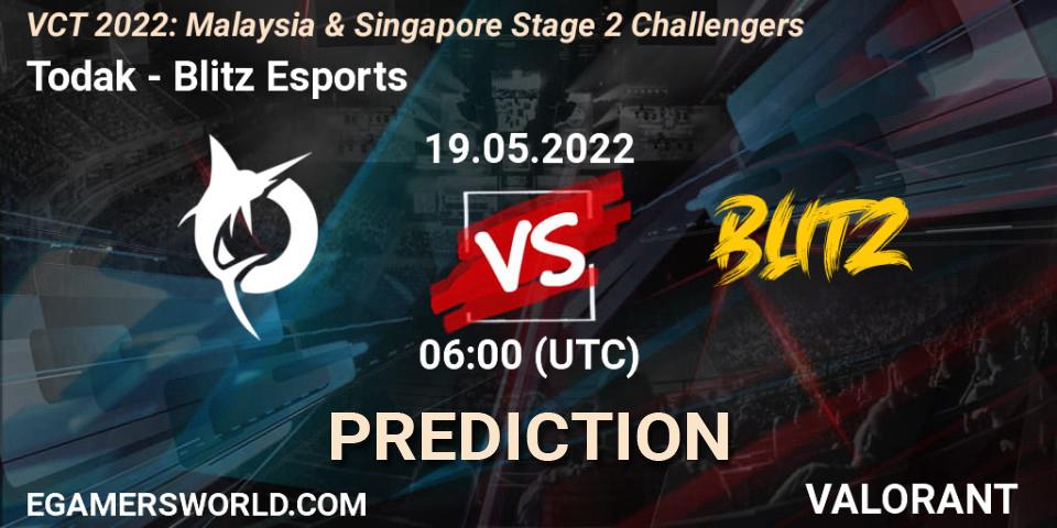 Todak vs Blitz Esports: Match Prediction. 19.05.2022 at 06:00, VALORANT, VCT 2022: Malaysia & Singapore Stage 2 Challengers