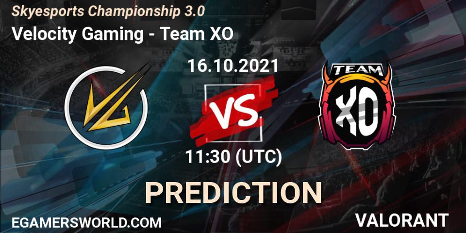 Velocity Gaming vs Team XO: Match Prediction. 16.10.2021 at 11:30, VALORANT, Skyesports Championship 3.0
