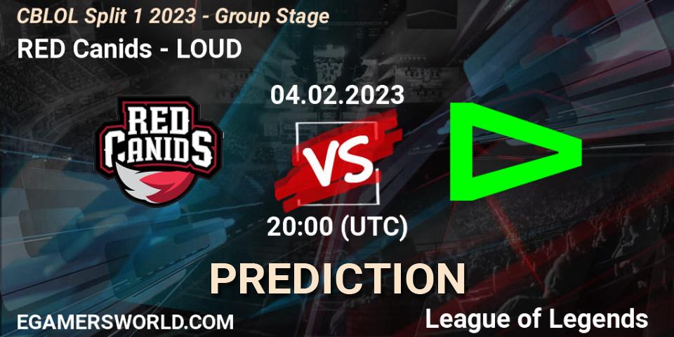 RED Canids vs LOUD: Match Prediction. 04.02.23, LoL, CBLOL Split 1 2023 - Group Stage