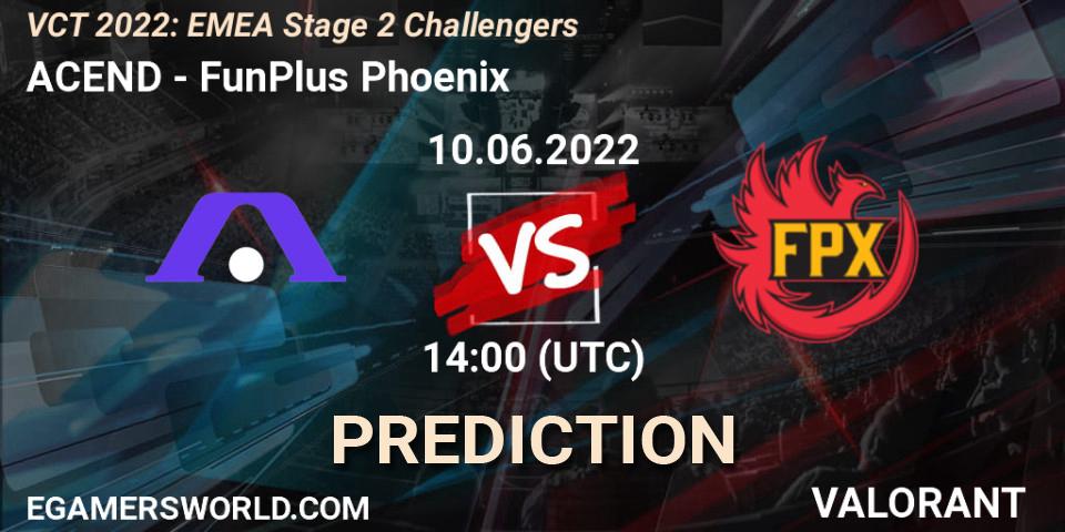 ACEND vs FunPlus Phoenix: Match Prediction. 10.06.2022 at 14:00, VALORANT, VCT 2022: EMEA Stage 2 Challengers