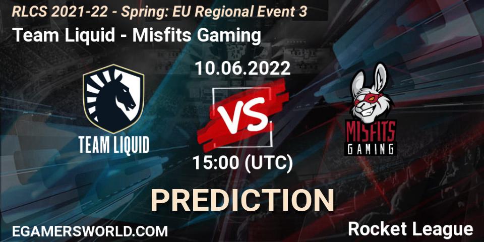 Team Liquid vs Misfits Gaming: Match Prediction. 10.06.2022 at 15:00, Rocket League, RLCS 2021-22 - Spring: EU Regional Event 3