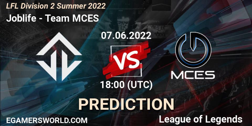 Joblife vs Team MCES: Match Prediction. 07.06.2022 at 16:00, LoL, LFL Division 2 Summer 2022