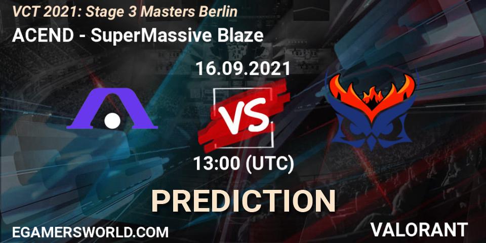 ACEND vs SuperMassive Blaze: Match Prediction. 16.09.2021 at 13:00, VALORANT, VCT 2021: Stage 3 Masters Berlin
