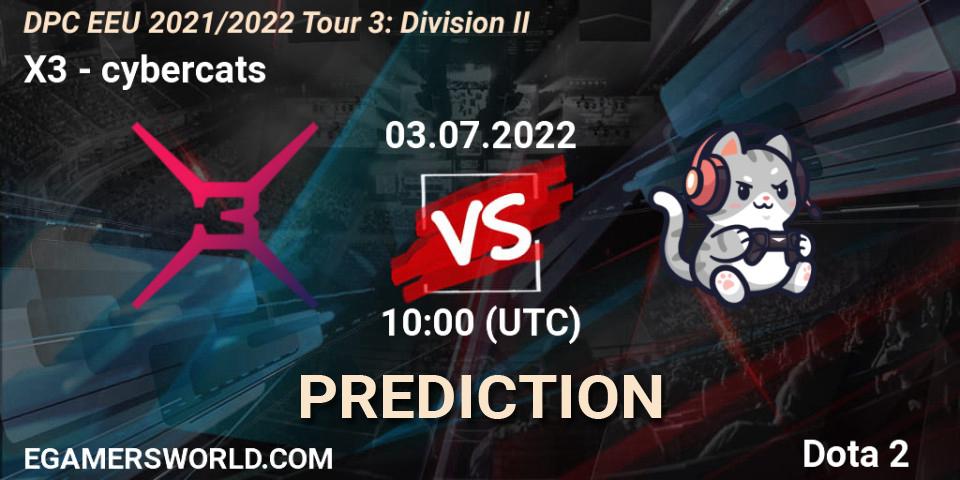 X3 vs cybercats: Match Prediction. 03.07.2022 at 10:00, Dota 2, DPC EEU 2021/2022 Tour 3: Division II