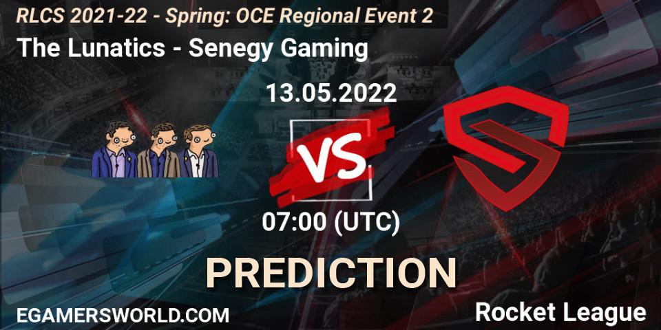 The Lunatics vs Senegy Gaming: Match Prediction. 13.05.2022 at 07:00, Rocket League, RLCS 2021-22 - Spring: OCE Regional Event 2