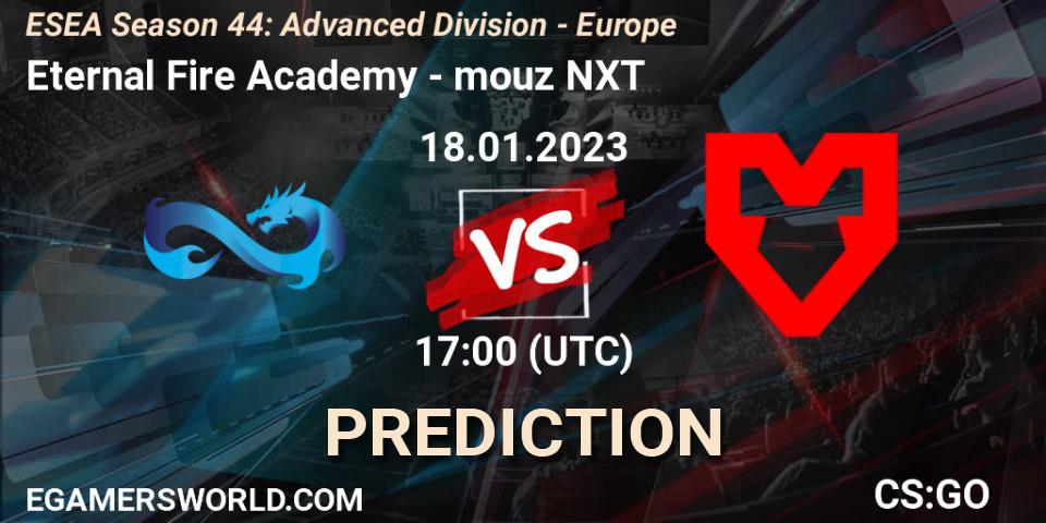 Eternal Fire Academy vs mouz NXT: Match Prediction. 24.01.2023 at 17:00, Counter-Strike (CS2), ESEA Season 44: Advanced Division - Europe