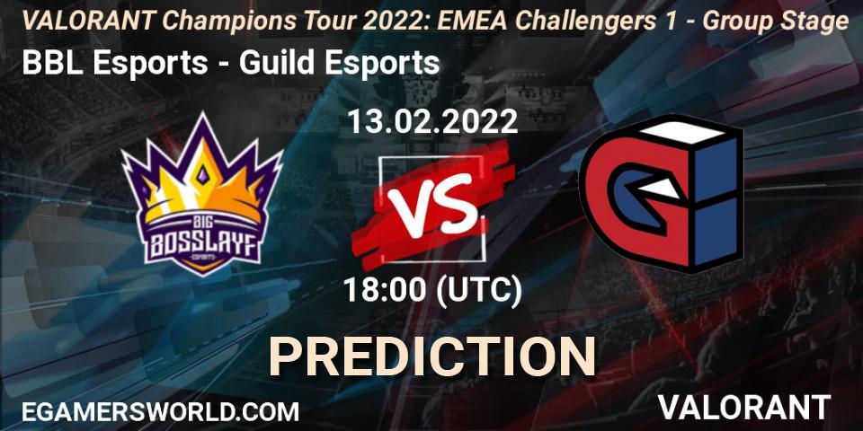 BBL Esports vs Guild Esports: Match Prediction. 13.02.2022 at 18:10, VALORANT, VCT 2022: EMEA Challengers 1 - Group Stage