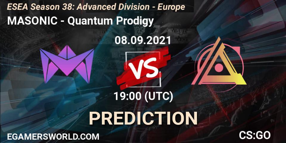 MASONIC vs Quantum Prodigy: Match Prediction. 08.09.2021 at 19:00, Counter-Strike (CS2), ESEA Season 38: Advanced Division - Europe