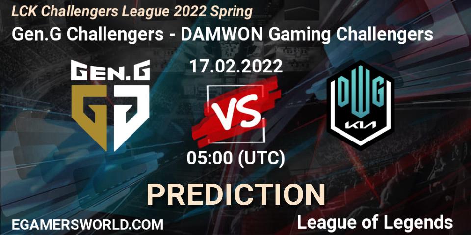 Gen.G Challengers vs DAMWON Gaming Challengers: Match Prediction. 17.02.2022 at 05:00, LoL, LCK Challengers League 2022 Spring