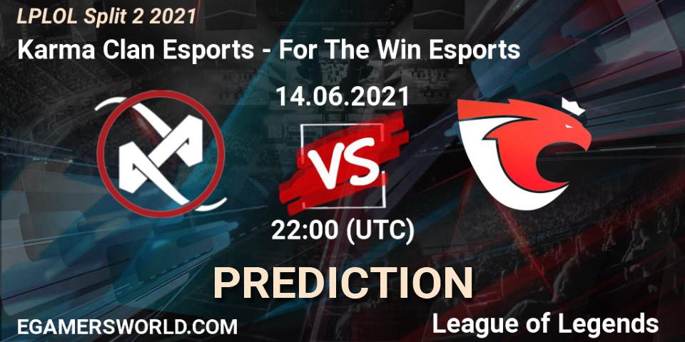 Karma Clan Esports vs For The Win Esports: Match Prediction. 14.06.2021 at 22:15, LoL, LPLOL Split 2 2021