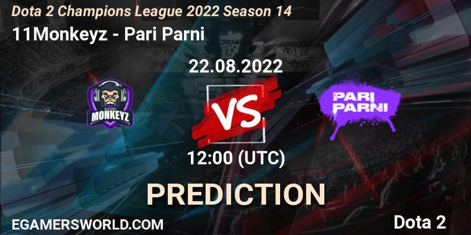 11Monkeyz vs Pari Parni: Match Prediction. 22.08.2022 at 12:01, Dota 2, Dota 2 Champions League 2022 Season 14