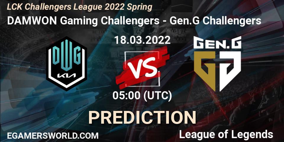 DAMWON Gaming Challengers vs Gen.G Challengers: Match Prediction. 18.03.2022 at 05:00, LoL, LCK Challengers League 2022 Spring