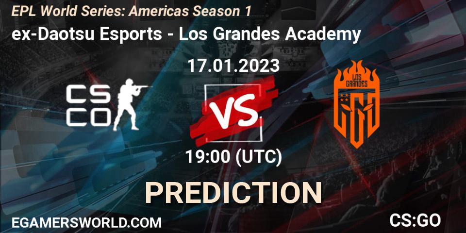ex-Daotsu Esports vs Los Grandes Academy: Match Prediction. 17.01.2023 at 19:00, Counter-Strike (CS2), EPL World Series: Americas Season 1