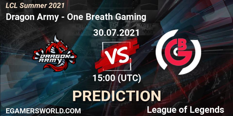 Dragon Army vs One Breath Gaming: Match Prediction. 30.07.21, LoL, LCL Summer 2021