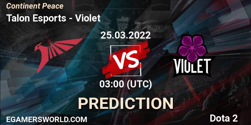 Talon Esports vs Violet: Match Prediction. 25.03.2022 at 03:20, Dota 2, Continent Peace