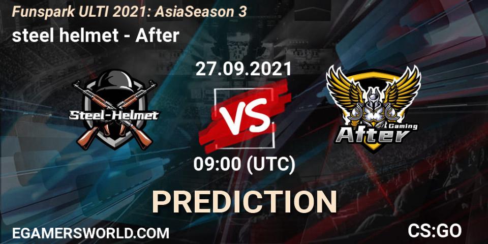 steel helmet vs After: Match Prediction. 27.09.2021 at 09:00, Counter-Strike (CS2), Funspark ULTI 2021: Asia Season 3