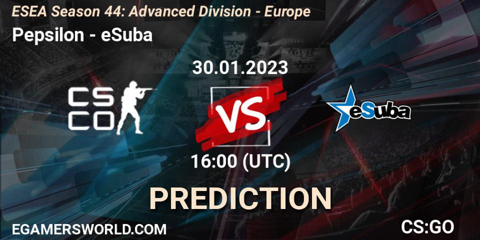 Pepsilon vs eSuba: Match Prediction. 30.01.23, CS2 (CS:GO), ESEA Season 44: Advanced Division - Europe