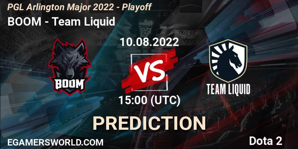 BOOM vs Team Liquid: Match Prediction. 10.08.2022 at 15:19, Dota 2, PGL Arlington Major 2022 - Playoff