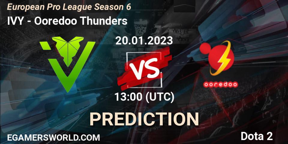 IVY vs Ooredoo Thunders: Match Prediction. 20.01.2023 at 14:06, Dota 2, European Pro League Season 6