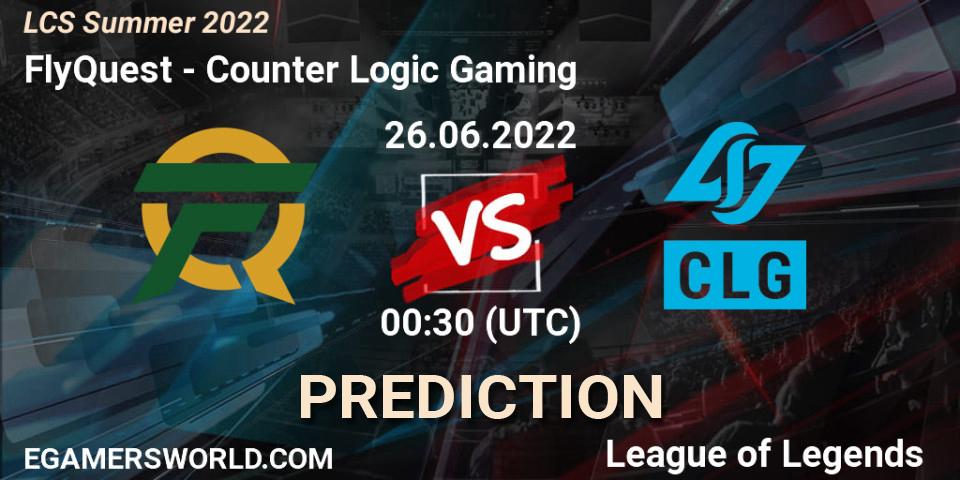 FlyQuest vs Counter Logic Gaming: Match Prediction. 26.06.22, LoL, LCS Summer 2022
