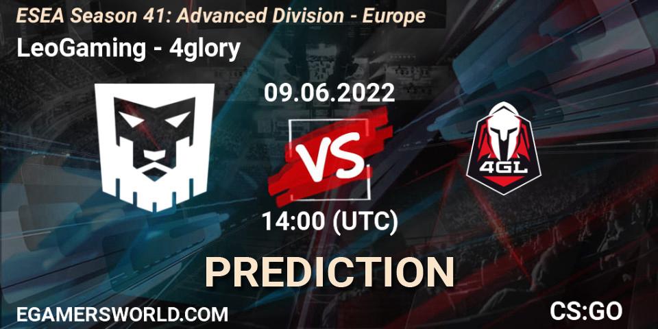LeoGaming vs 4glory: Match Prediction. 09.06.2022 at 14:00, Counter-Strike (CS2), ESEA Season 41: Advanced Division - Europe