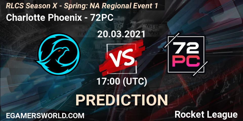 Charlotte Phoenix vs 72PC: Match Prediction. 20.03.2021 at 17:00, Rocket League, RLCS Season X - Spring: NA Regional Event 1