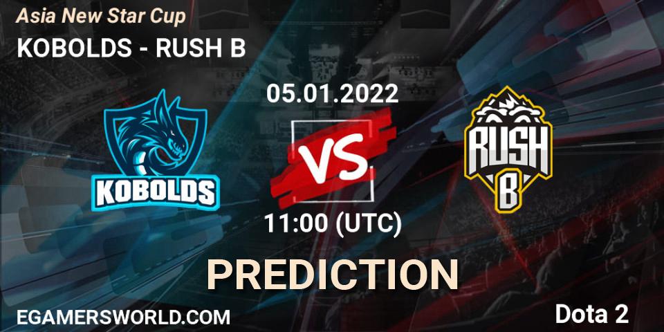 KOBOLDS vs RUSH B: Match Prediction. 05.01.2022 at 11:28, Dota 2, Asia New Star Cup
