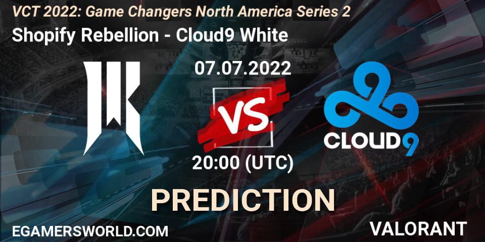 Shopify Rebellion vs Cloud9 White: Match Prediction. 07.07.2022 at 20:10, VALORANT, VCT 2022: Game Changers North America Series 2