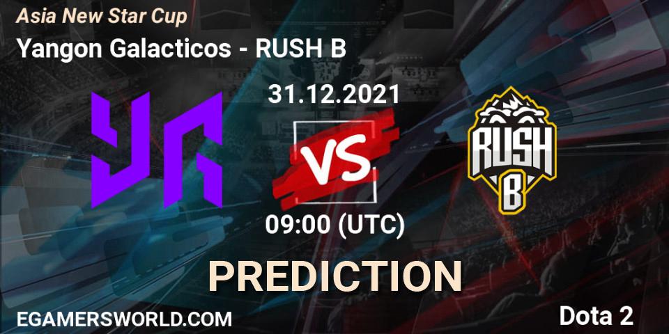 Yangon Galacticos vs RUSH B: Match Prediction. 02.01.2022 at 11:04, Dota 2, Asia New Star Cup