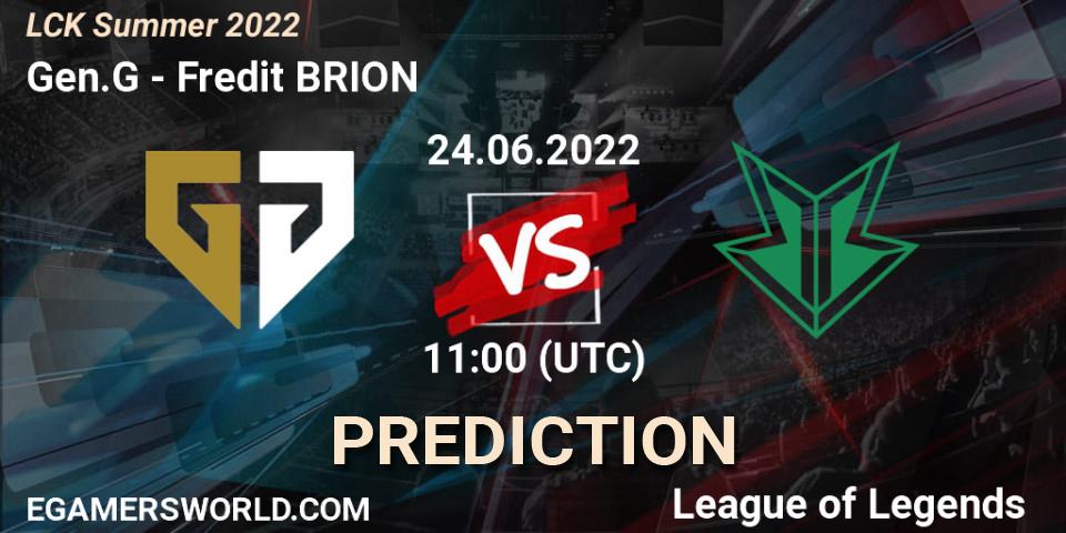 Gen.G vs Fredit BRION: Match Prediction. 24.06.2022 at 11:00, LoL, LCK Summer 2022