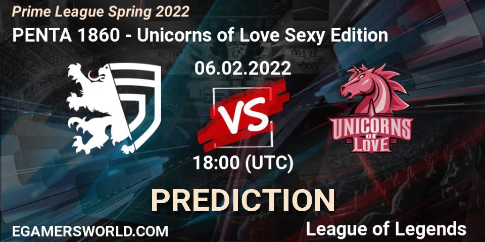 PENTA 1860 vs Unicorns of Love Sexy Edition: Match Prediction. 06.02.2022 at 17:00, LoL, Prime League Spring 2022