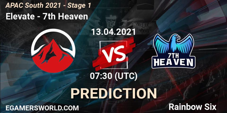 Elevate vs 7th Heaven: Match Prediction. 13.04.2021 at 07:30, Rainbow Six, APAC South 2021 - Stage 1